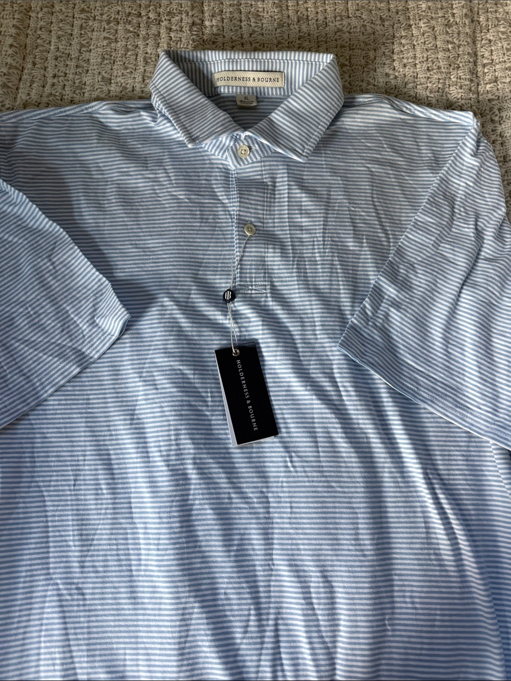 Light Blue Stripe Polo Shirt - Men